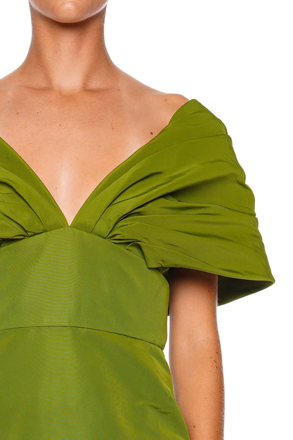 Marchesa Olive Bow Taffeta Column Gown