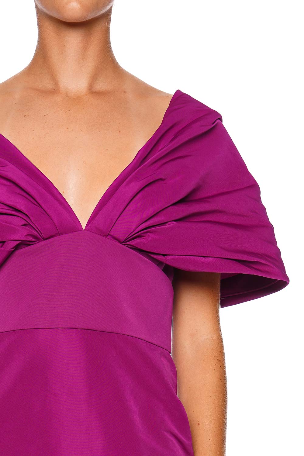 Marchesa Raspberry Bow Taffeta Column Gown