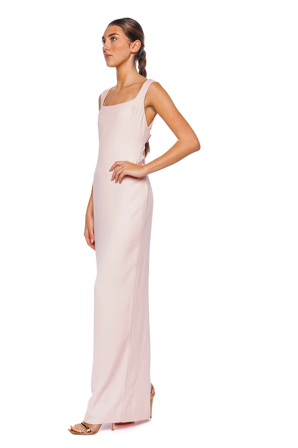 Marmar Halim Pink Sleeveless Crepe Bow Gown