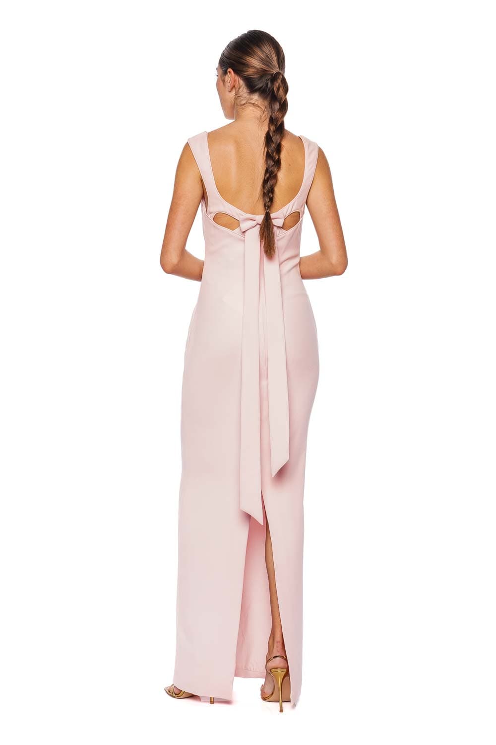 Marmar Halim Pink Sleeveless Crepe Bow Gown