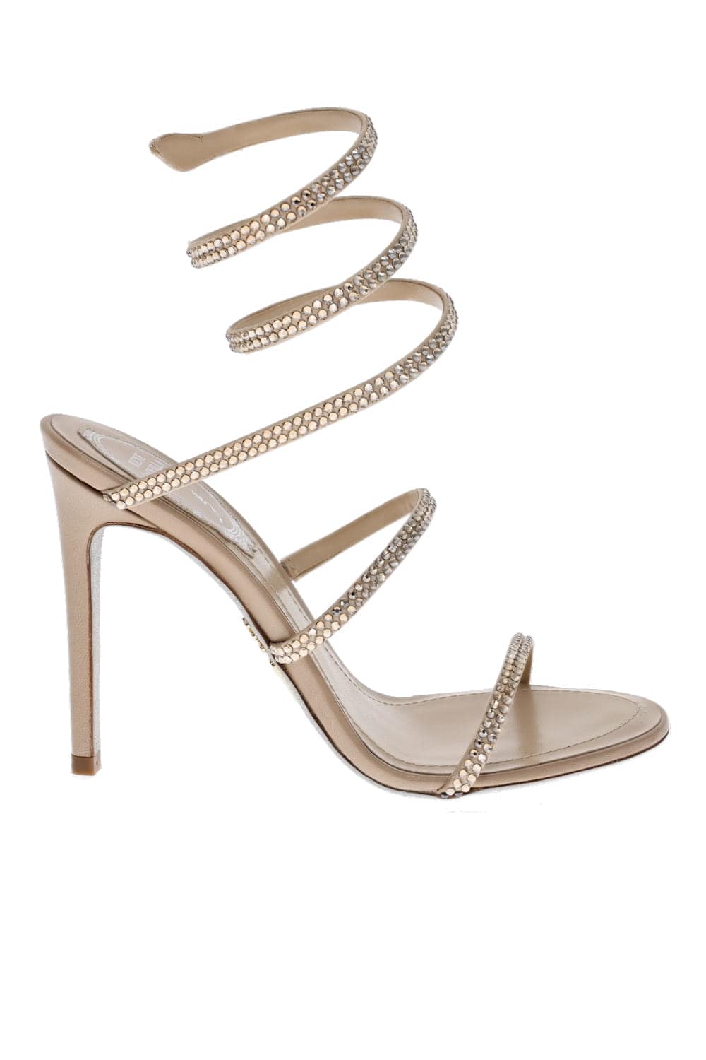 RENE CAOVILLA Cleo Beige Satin Crystal Sandal