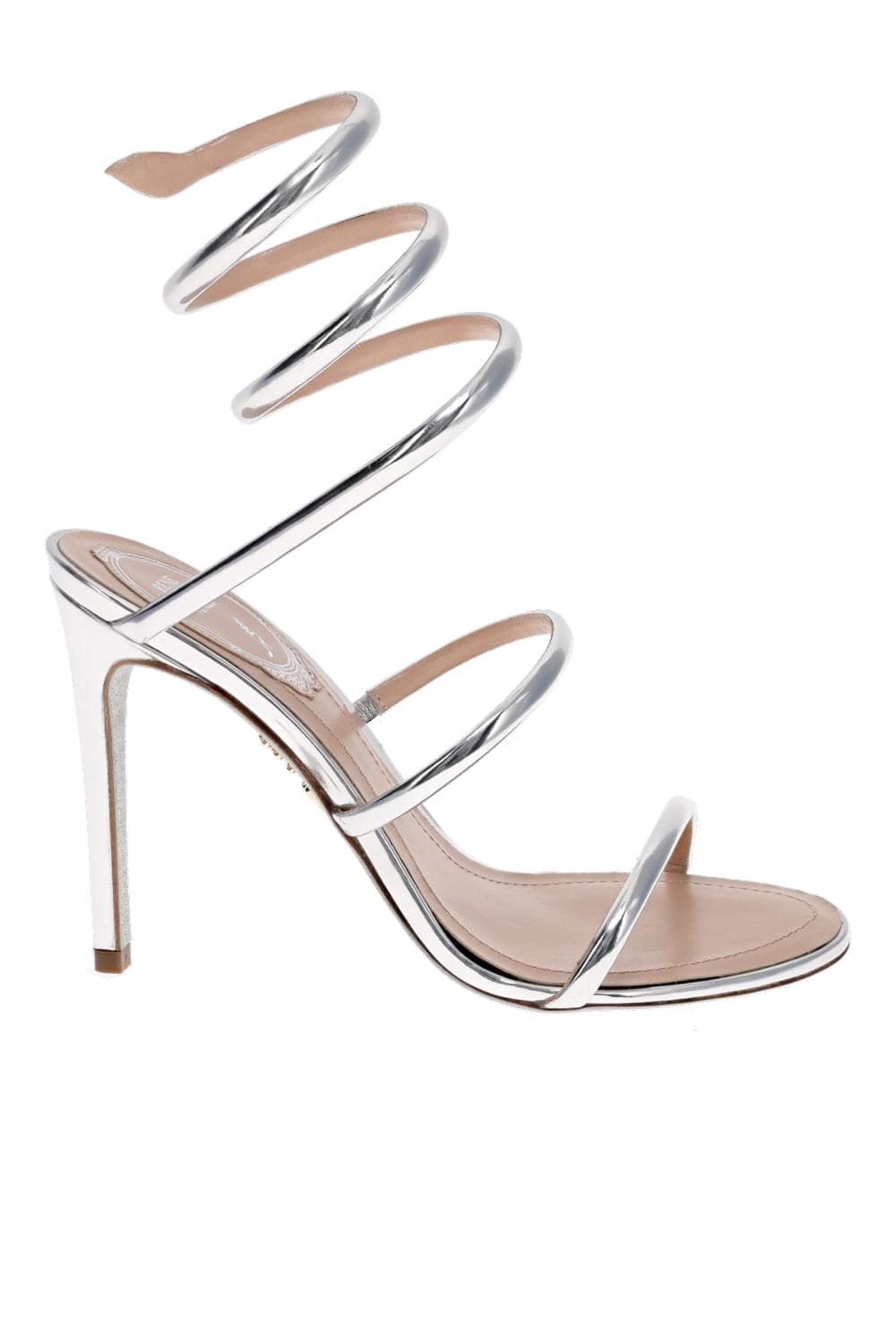 RENE CAOVILLA Cleo Silver Mirrored Leather Sandal