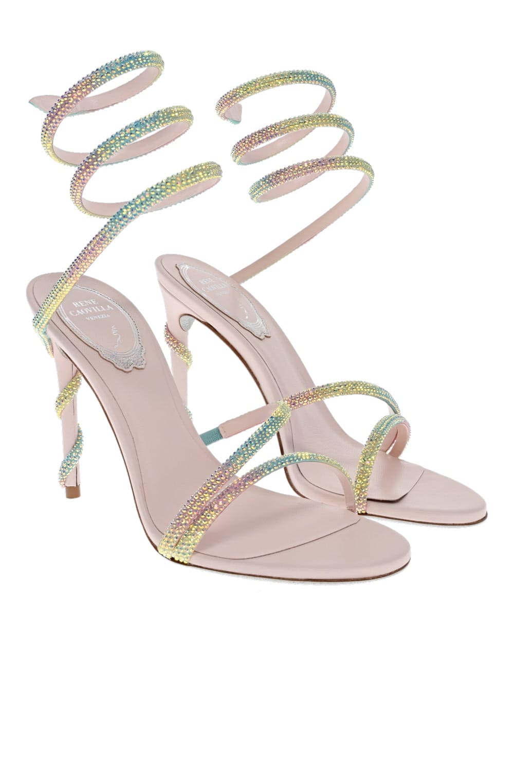 RENE CAOVILLA Margot Burano Rainbow Crystal Sandals