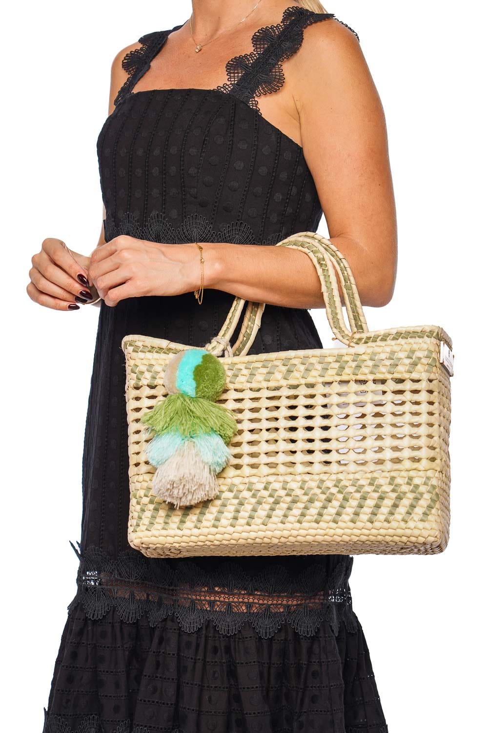 Squeeze De Citron Large Sage Palm Net Yatzil Tote