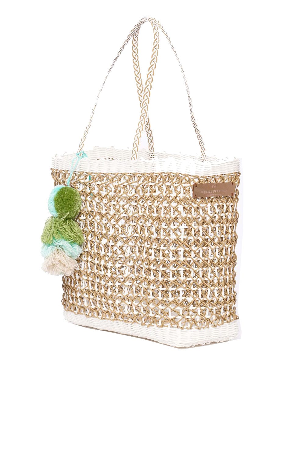 Squeeze De Citron Medium Sand Coastal Cable Citron Tote