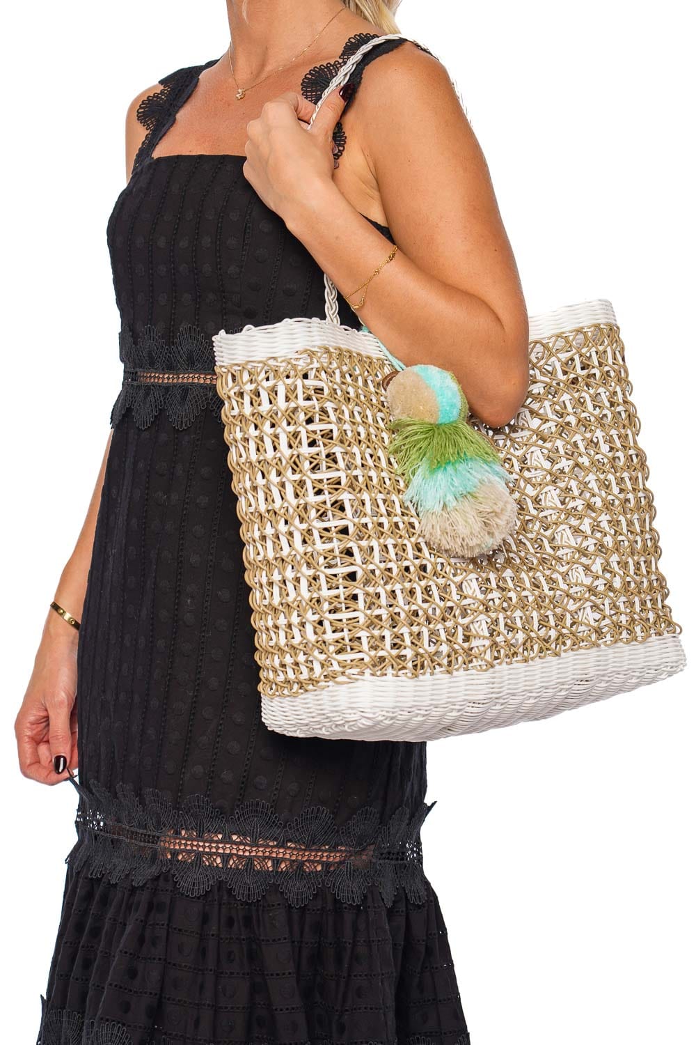 Squeeze De Citron Medium Sand Coastal Cable Citron Tote