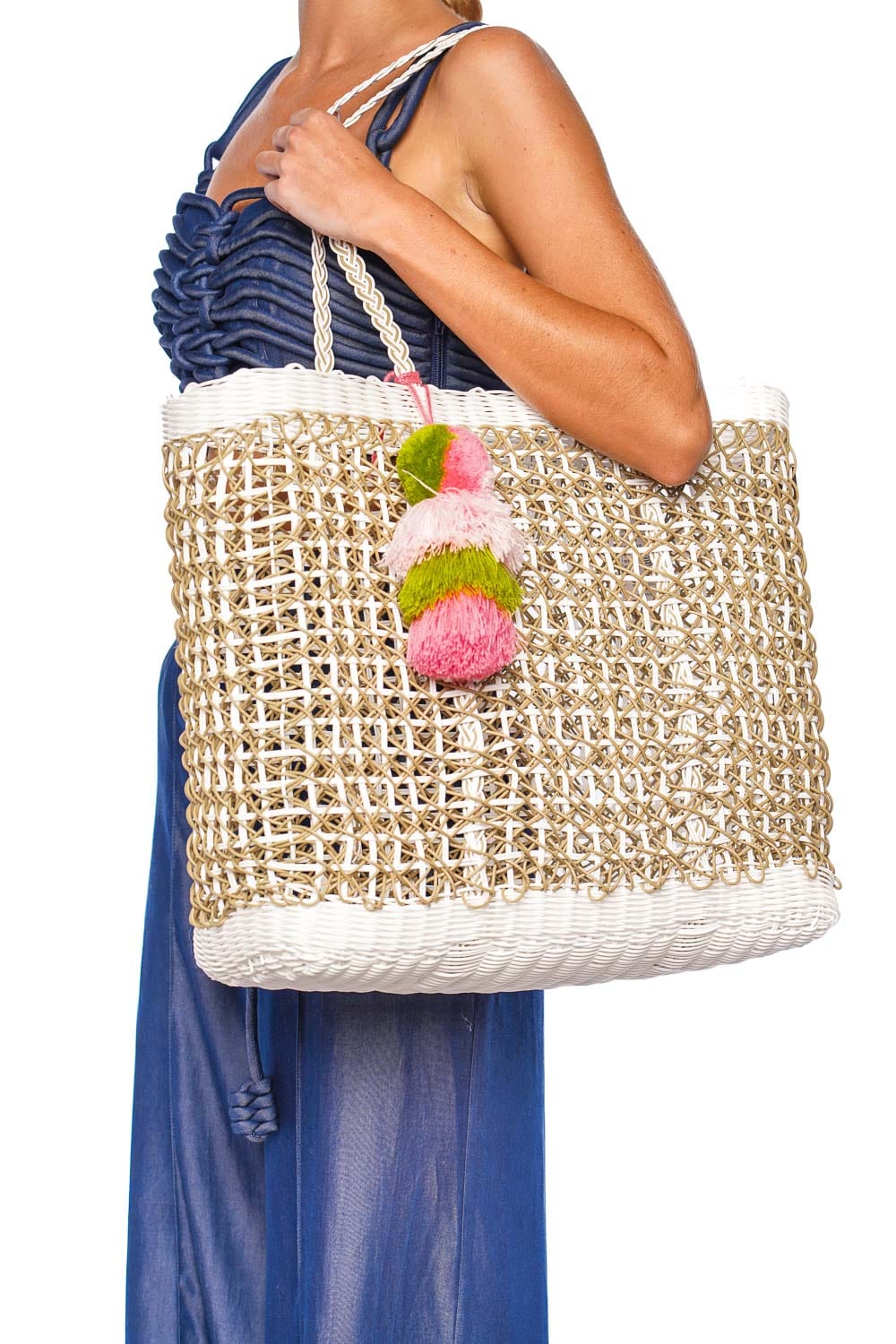 Squeeze De Citron Large Sand Coastal Cable Citron Tote