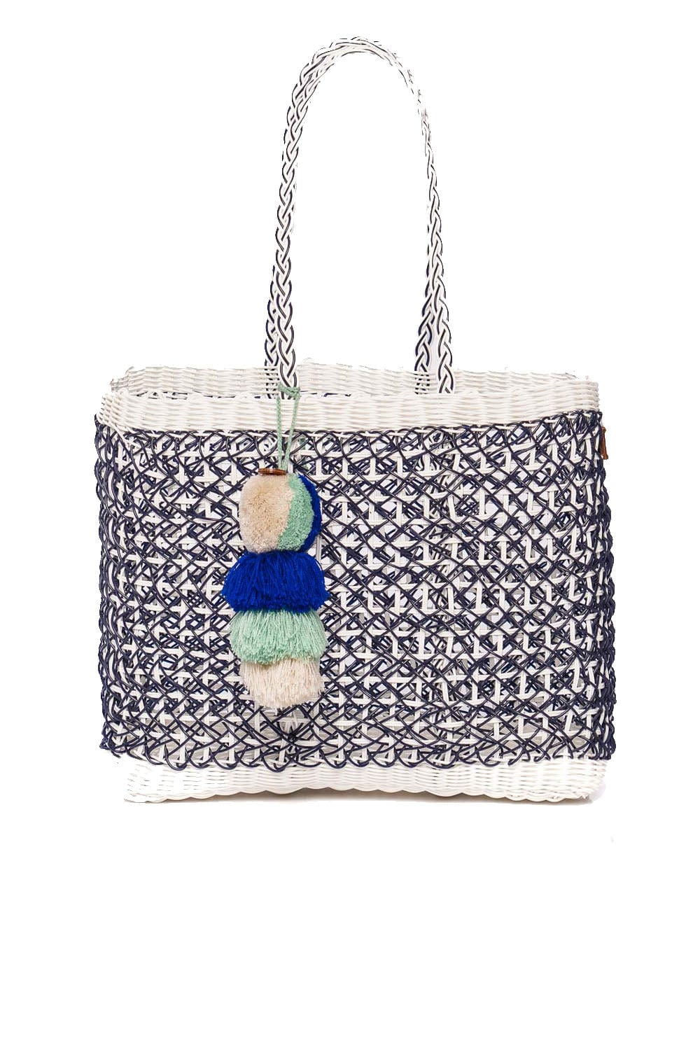 Squeeze De Citron Medium Navy Coastal Cable Citron Tote