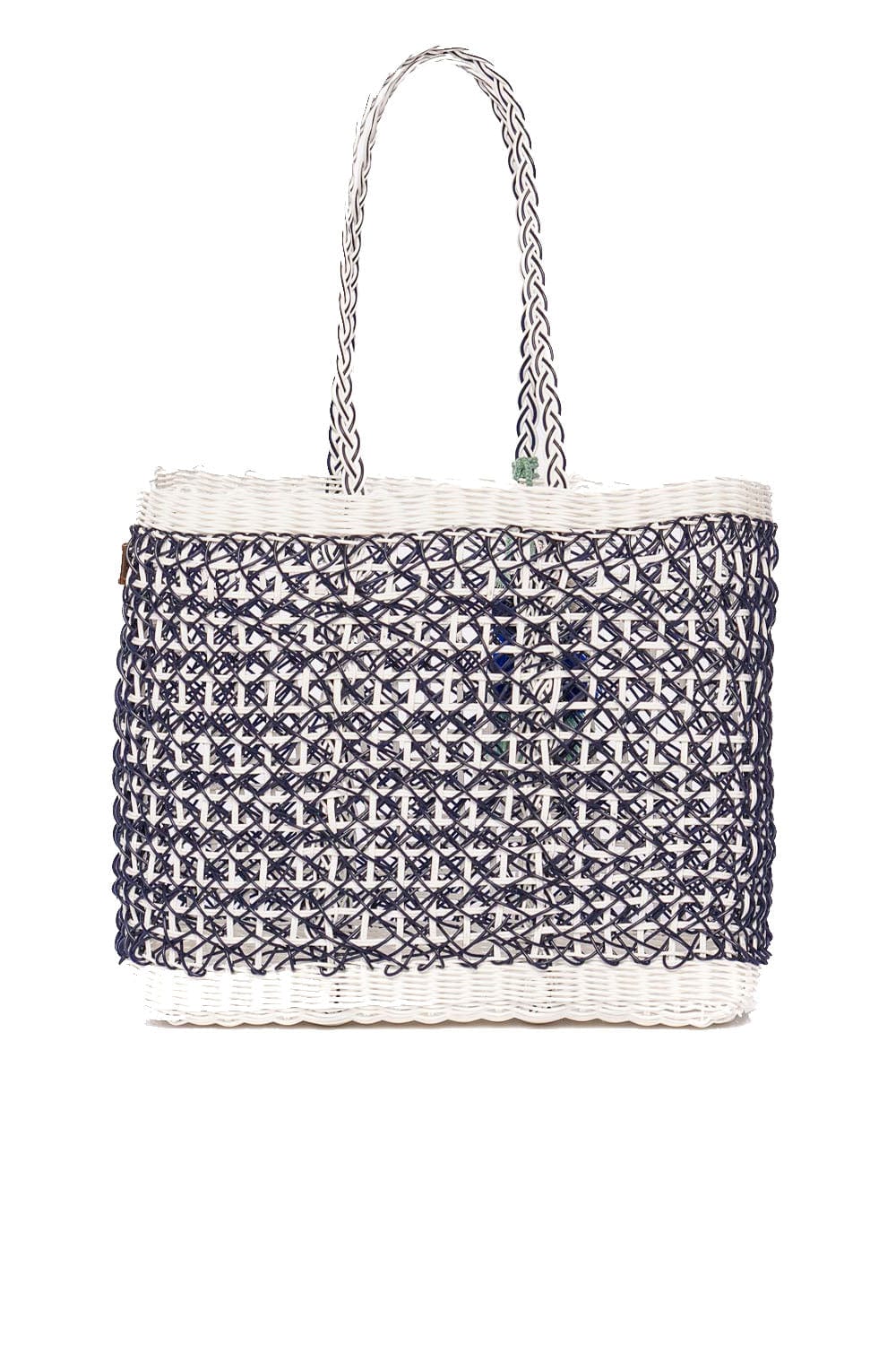 Squeeze De Citron Medium Navy Coastal Cable Citron Tote