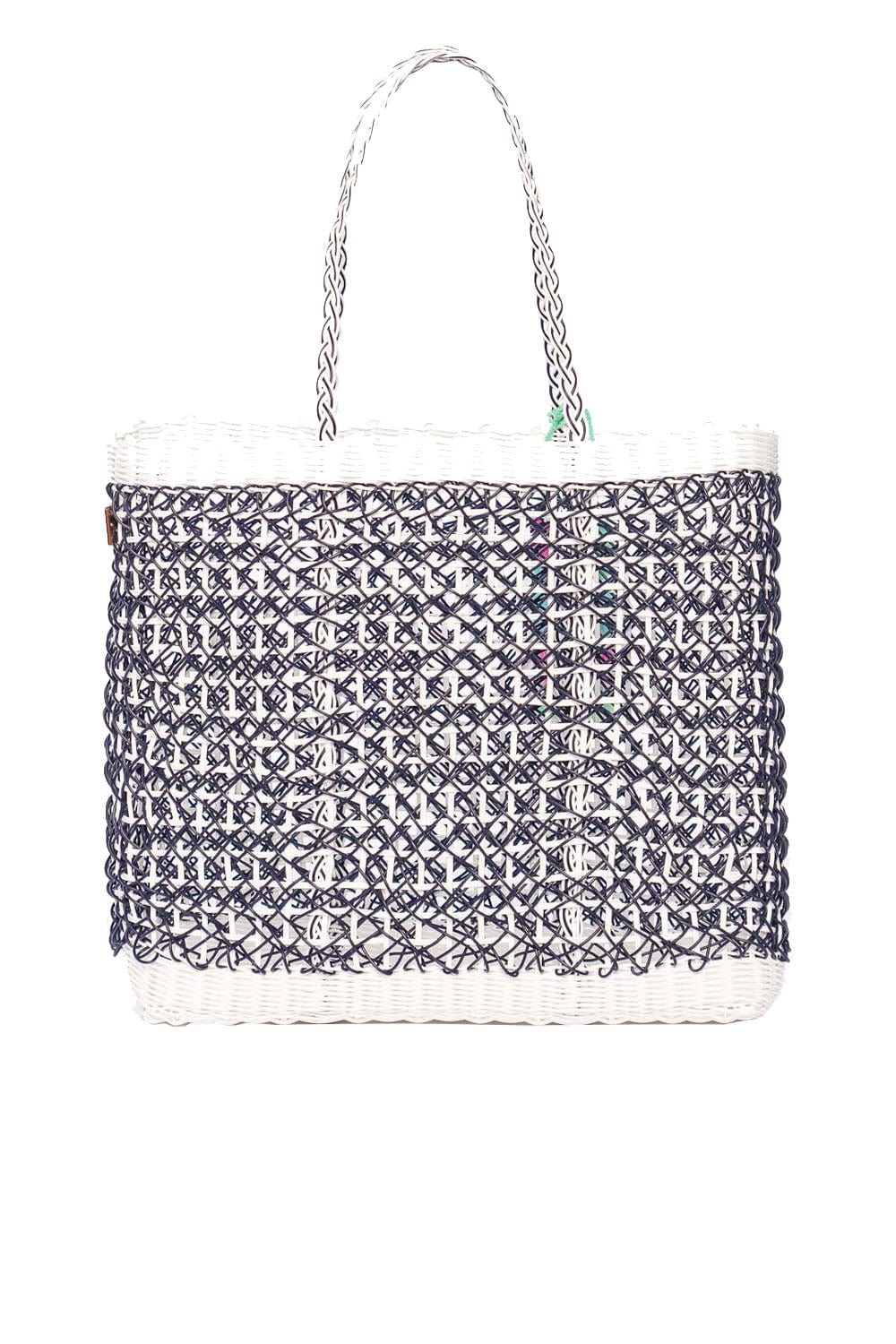 Squeeze De Citron Large Navy Coastal Cable Citron Tote