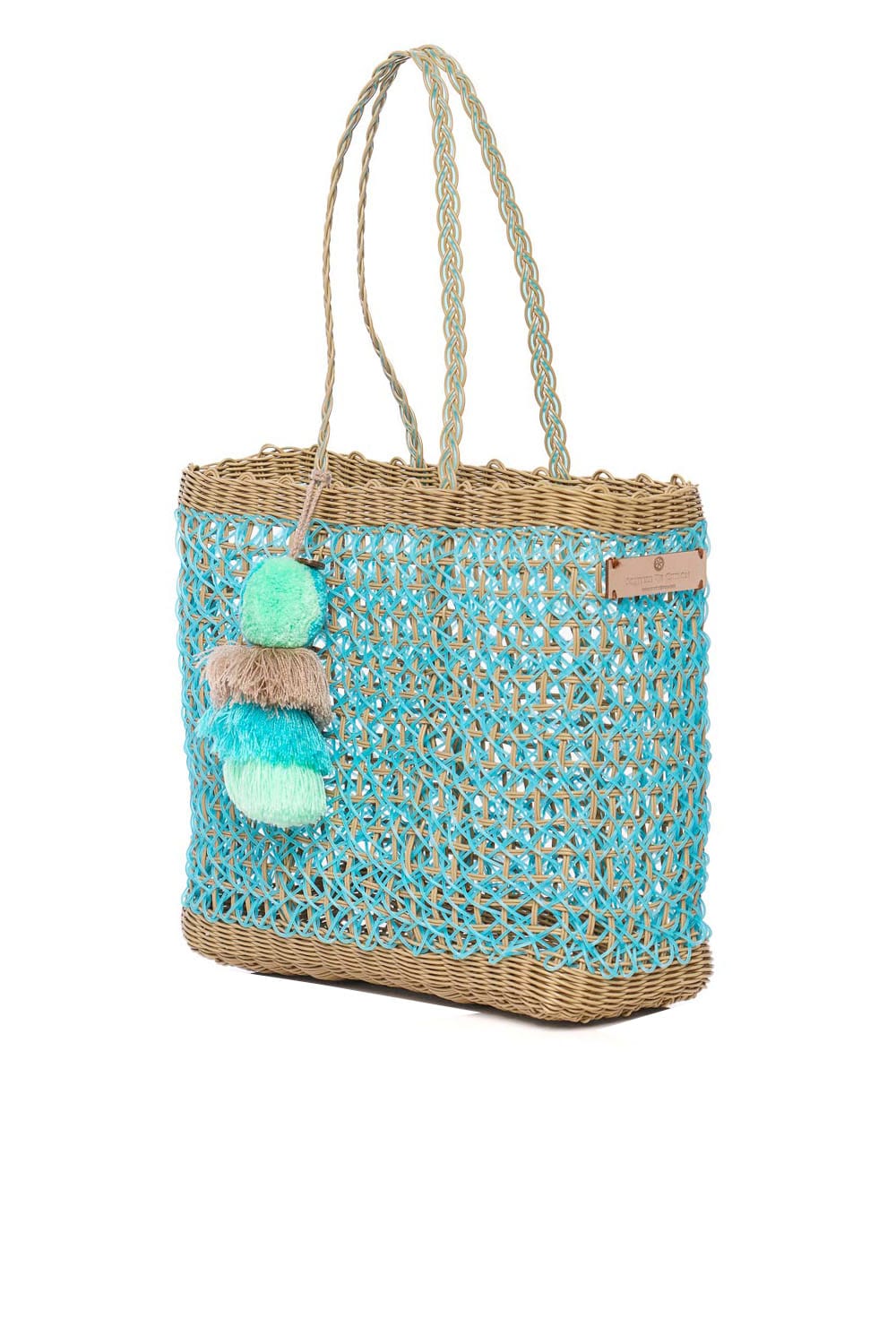 Squeeze De Citron Medium Sky Coastal Cable Citron Tote