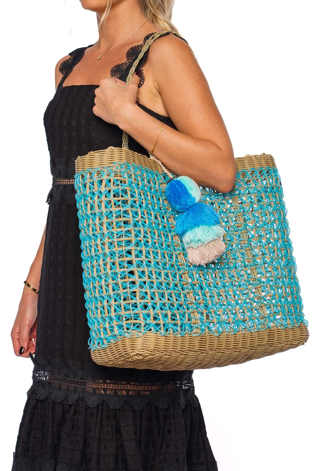 Squeeze De Citron Large Sky Coastal Cable Citron Tote