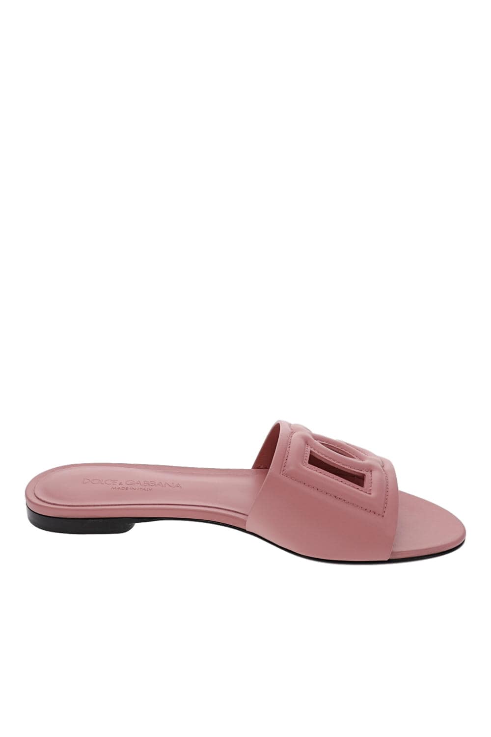 Dolce & Gabbana PINK LEATHER FLAT SLIDES CQ0436 AY329 80405 PINK