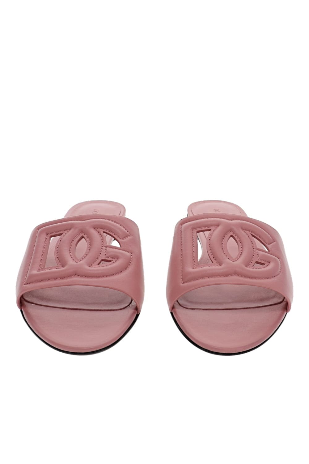 Dolce & Gabbana PINK LEATHER FLAT SLIDES CQ0436 AY329 80405 PINK