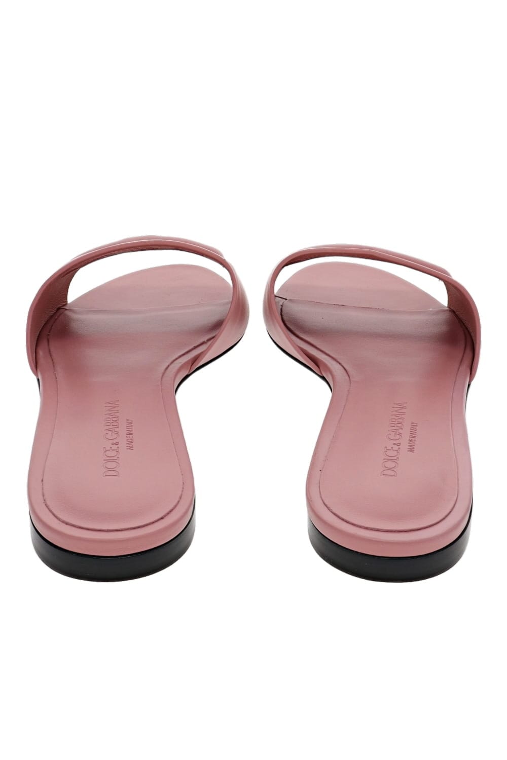 Dolce & Gabbana PINK LEATHER FLAT SLIDES CQ0436 AY329 80405 PINK