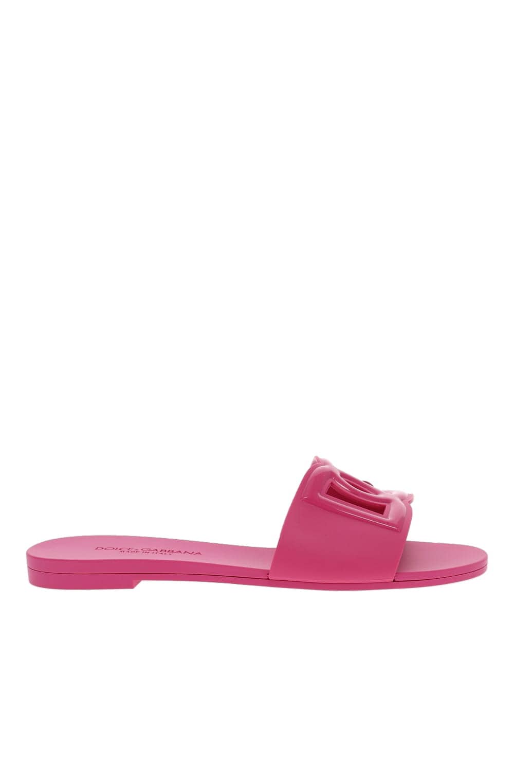 Dolce & Gabbana Fuchsia Logo Rubber Beachwear Sliders