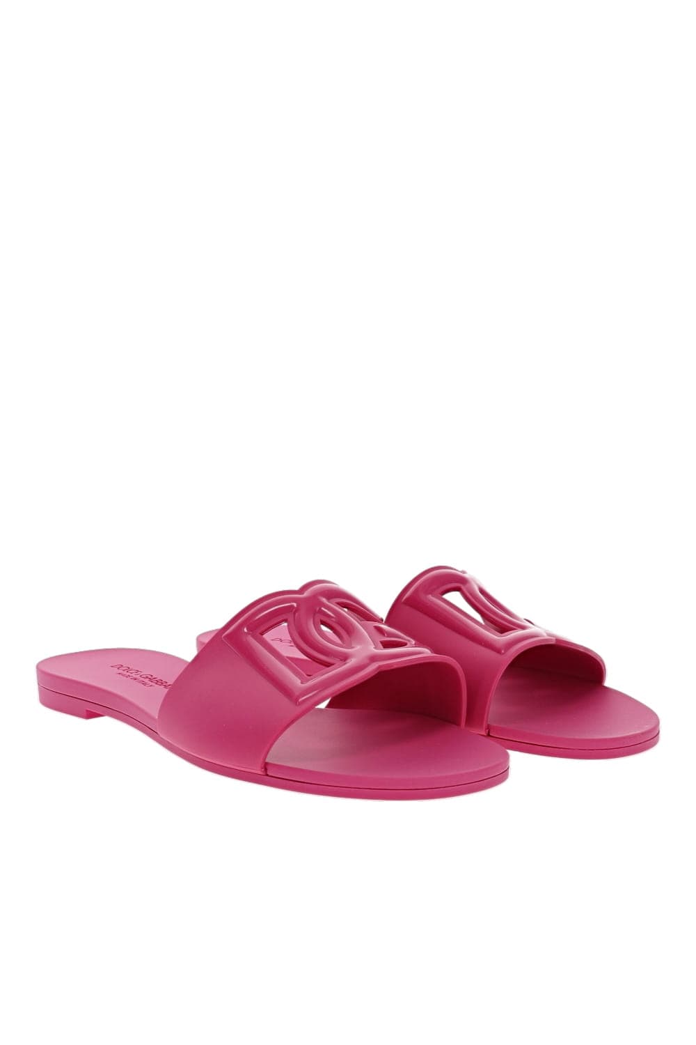 Dolce & Gabbana Fuchsia Logo Rubber Beachwear Sliders