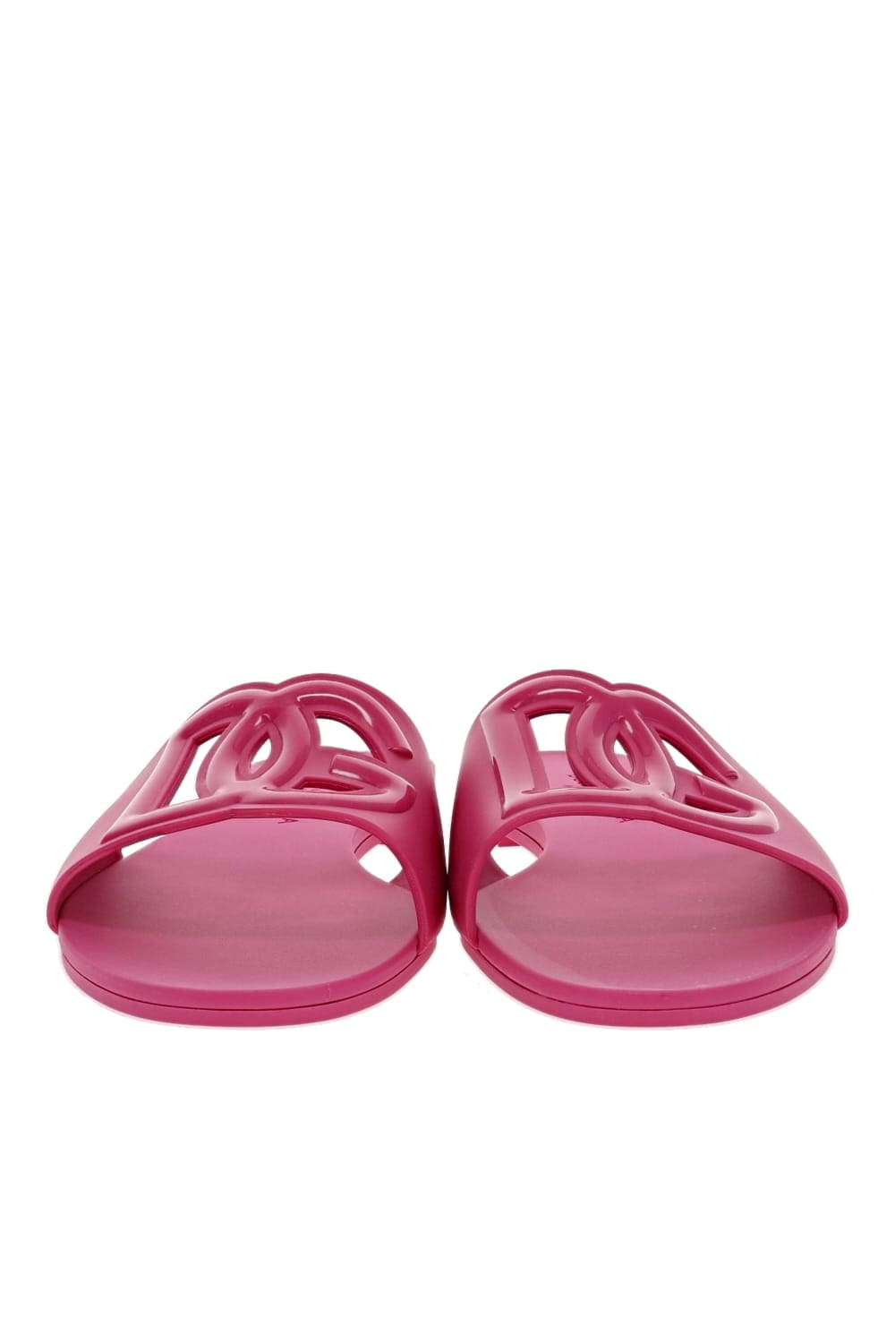 Dolce & Gabbana Fuchsia Logo Rubber Beachwear Sliders