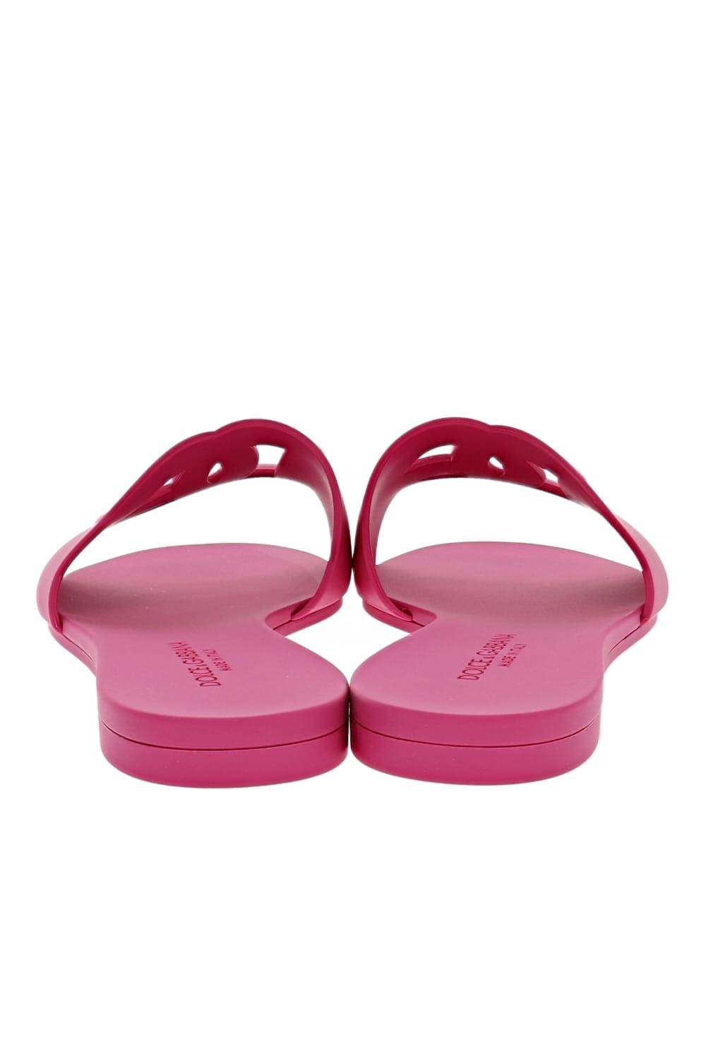 Dolce & Gabbana Fuchsia Logo Rubber Beachwear Sliders