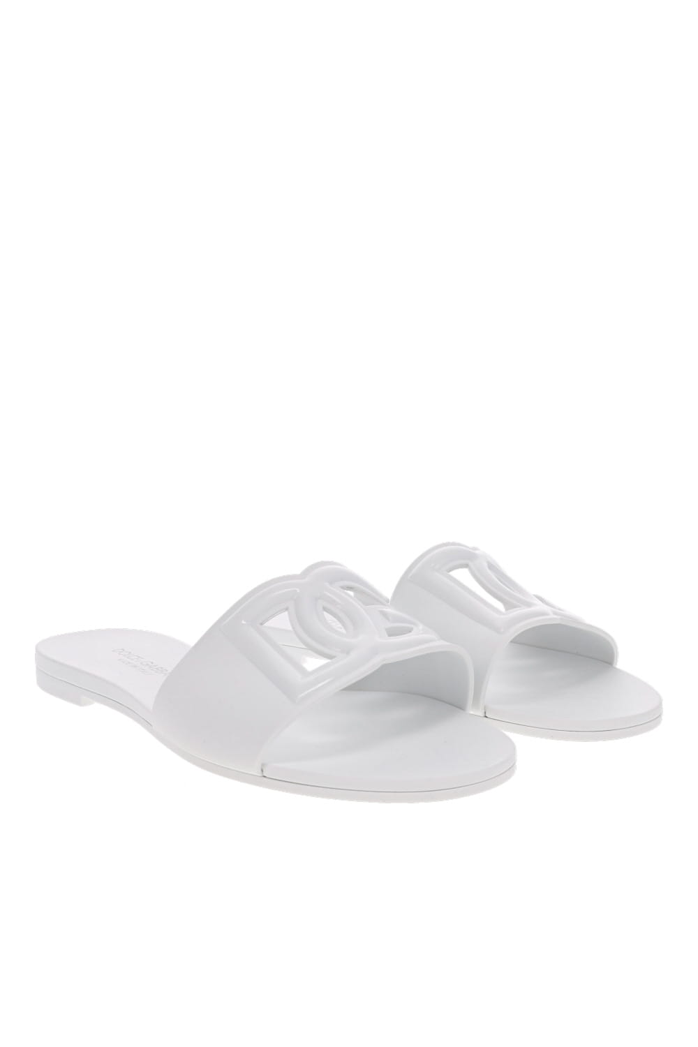 Dolce & Gabbana White Logo Rubber Beachwear Sliders