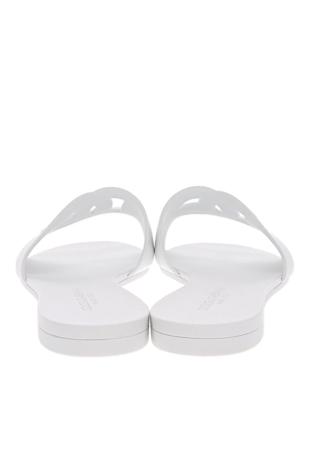 Dolce & Gabbana White Logo Rubber Beachwear Sliders