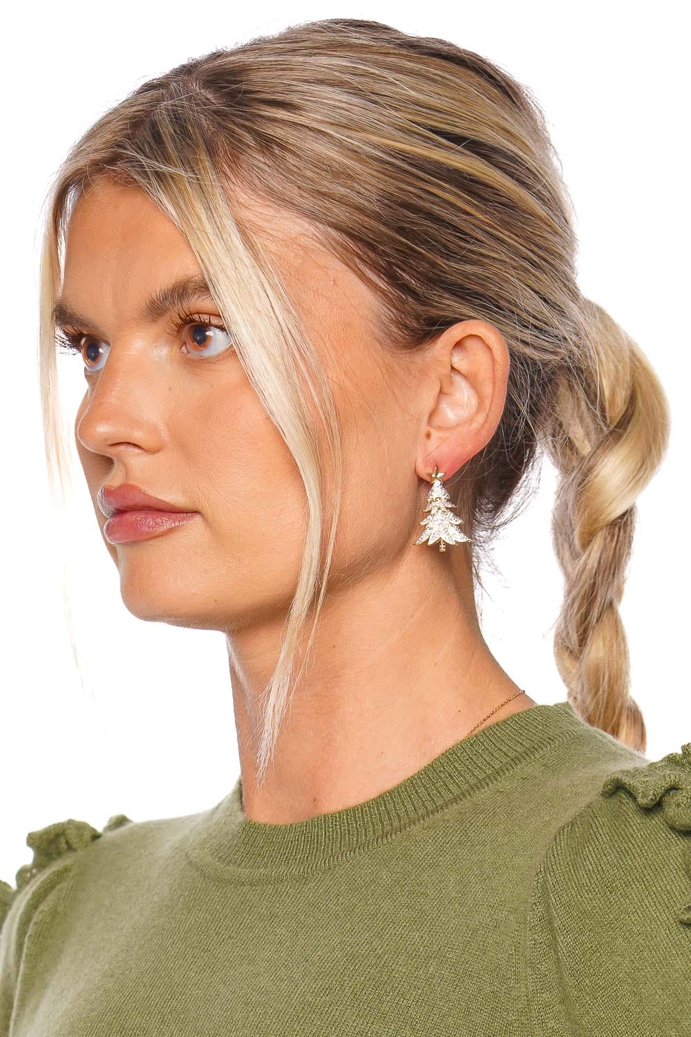 BaubleBar Pine-ing For You White Gold Earrings