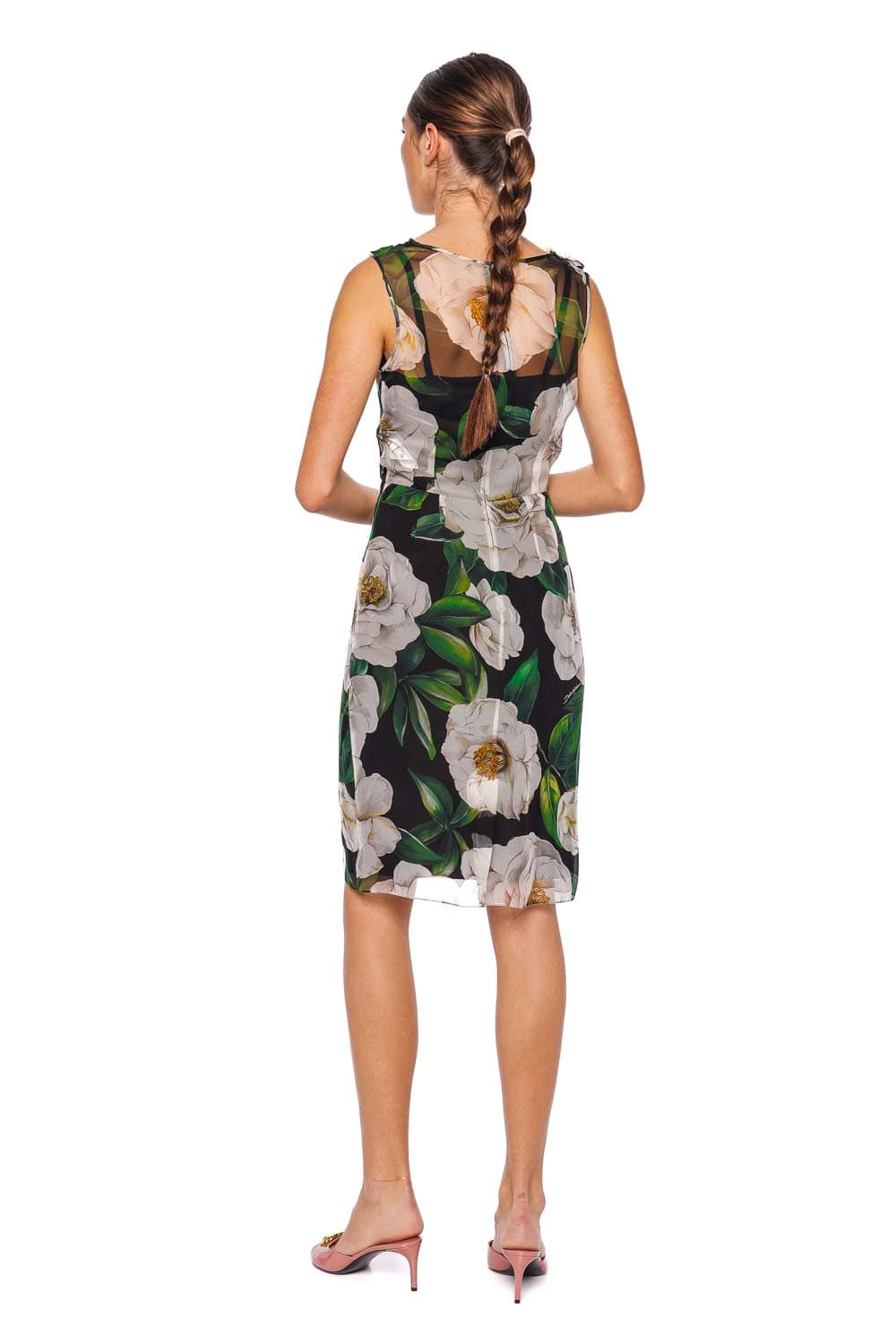 Dolce & Gabbana Gardenia Cowl Sleeveless Mini Dress