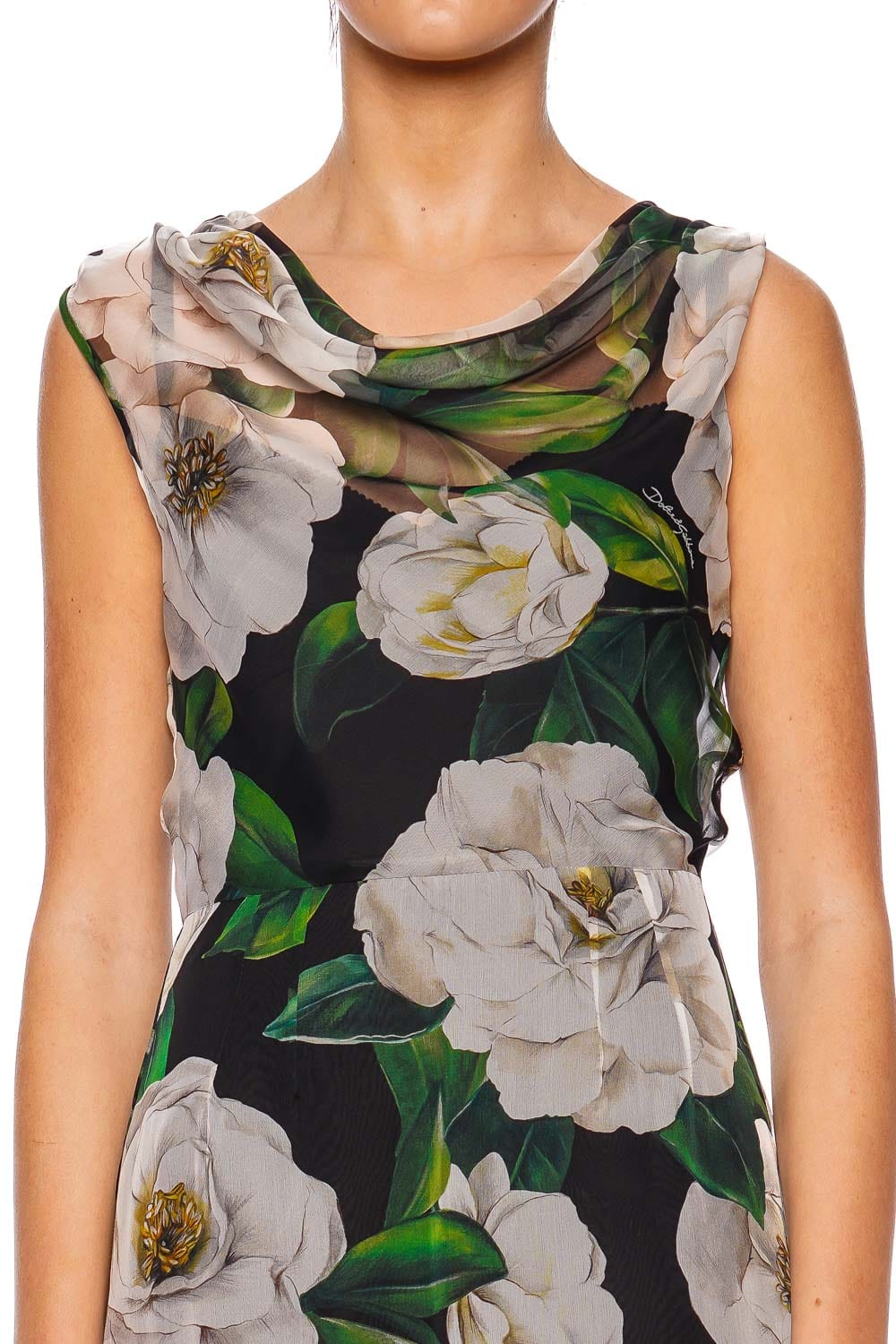 Dolce & Gabbana Gardenia Cowl Sleeveless Mini Dress