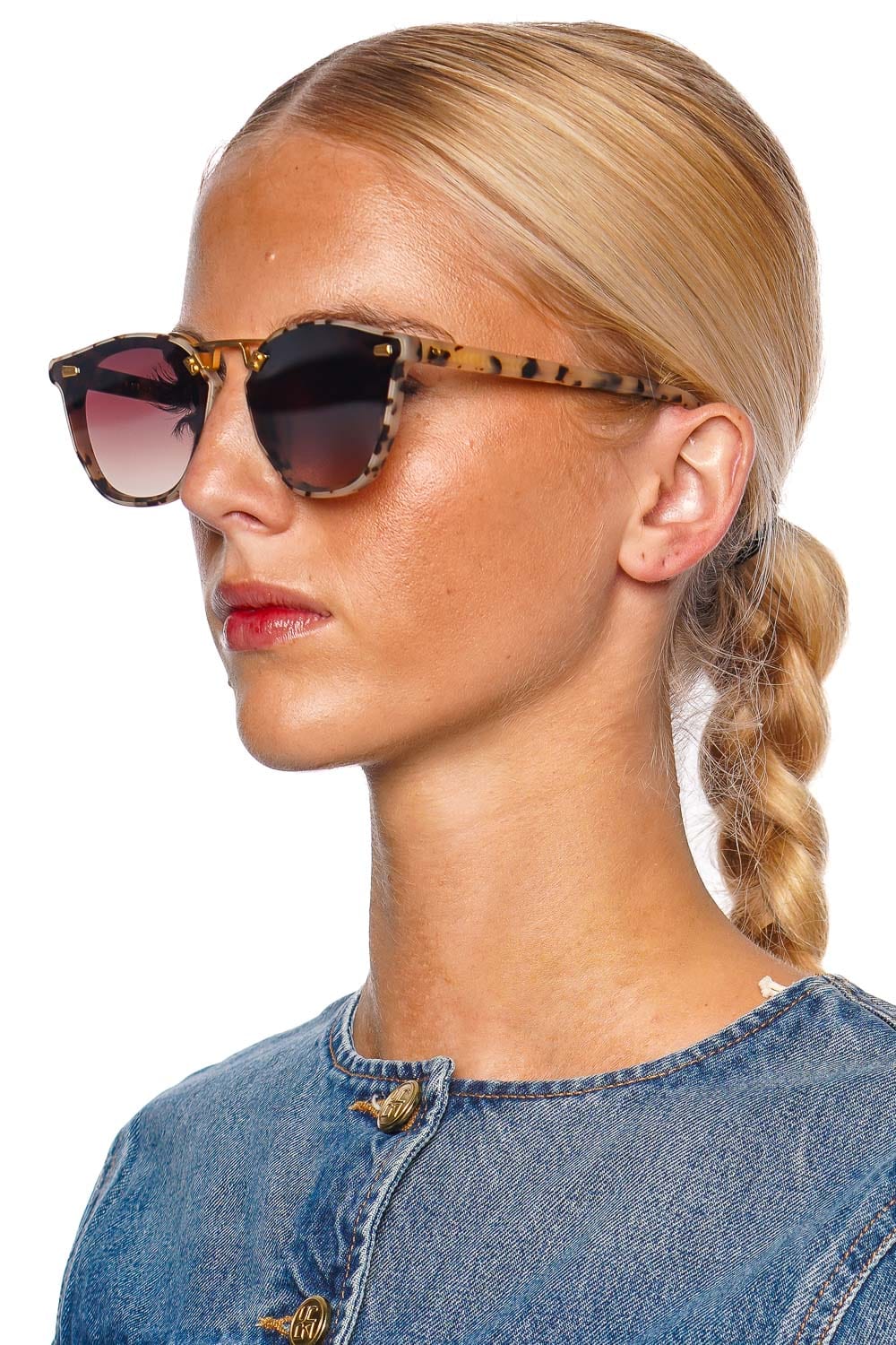 KREWE Beau Nylon Matte Oyster Mirrored Sunglasses