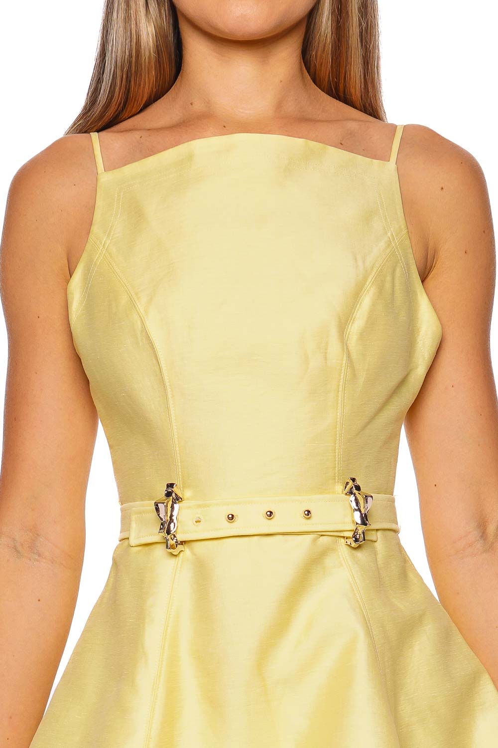 Acler Pennar Lemon Sorbet Belted Mini Dress