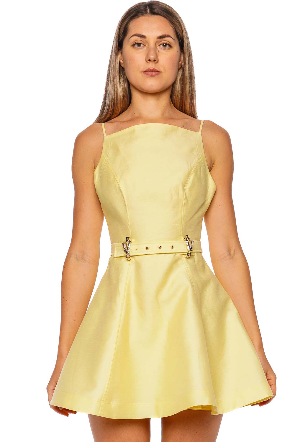 Acler Pennar Lemon Sorbet Belted Mini Dress