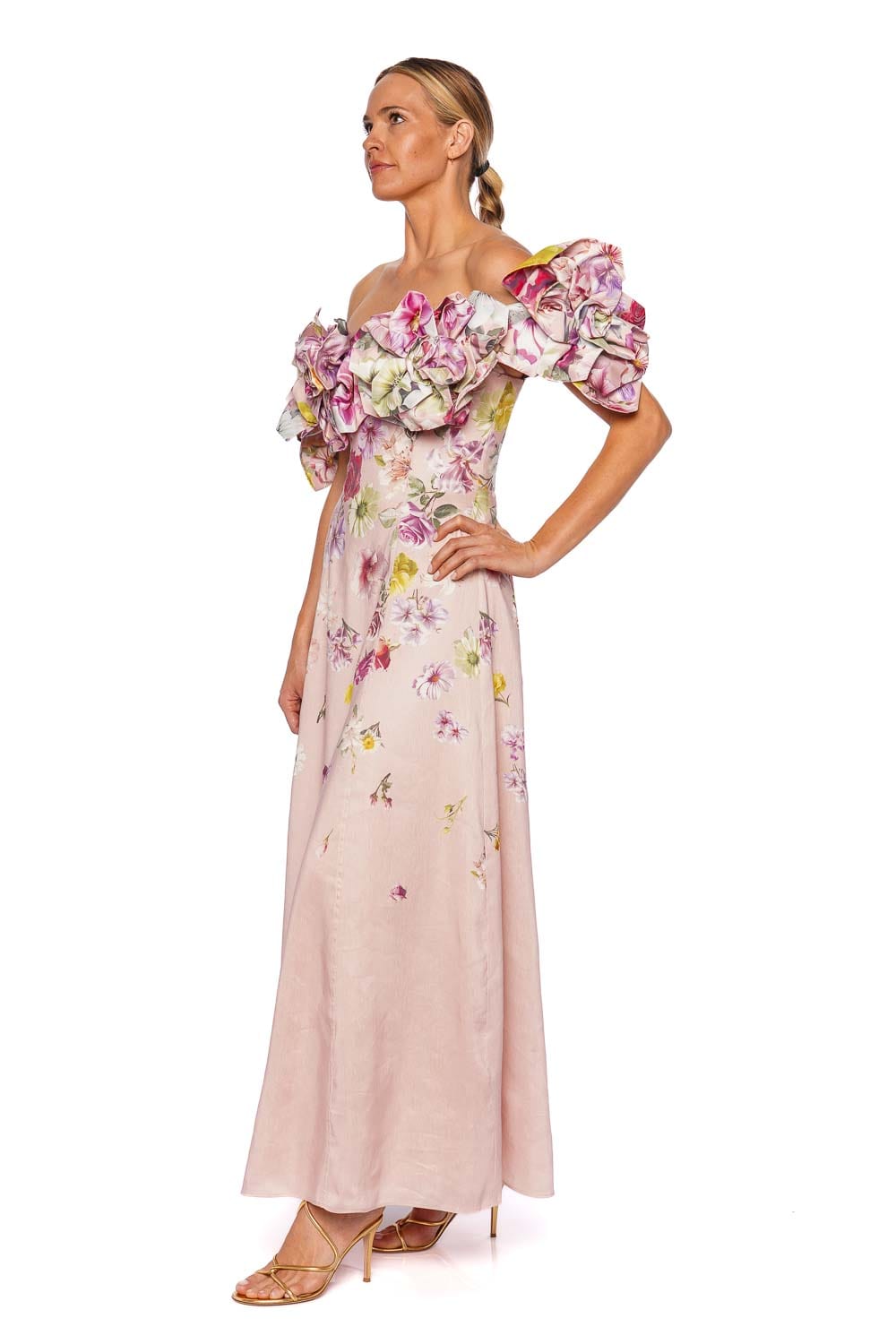 Aje. Misha Floral Off Shoulder Midi Dress