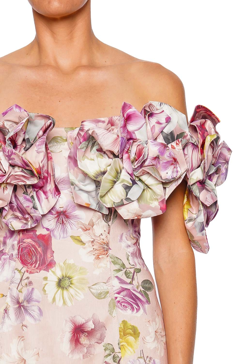 Aje. Misha Floral Off Shoulder Midi Dress