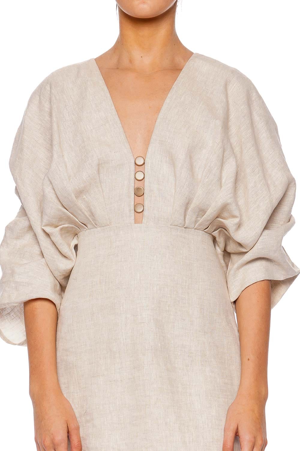 Azulu Abella Beige Linen Mini Dress