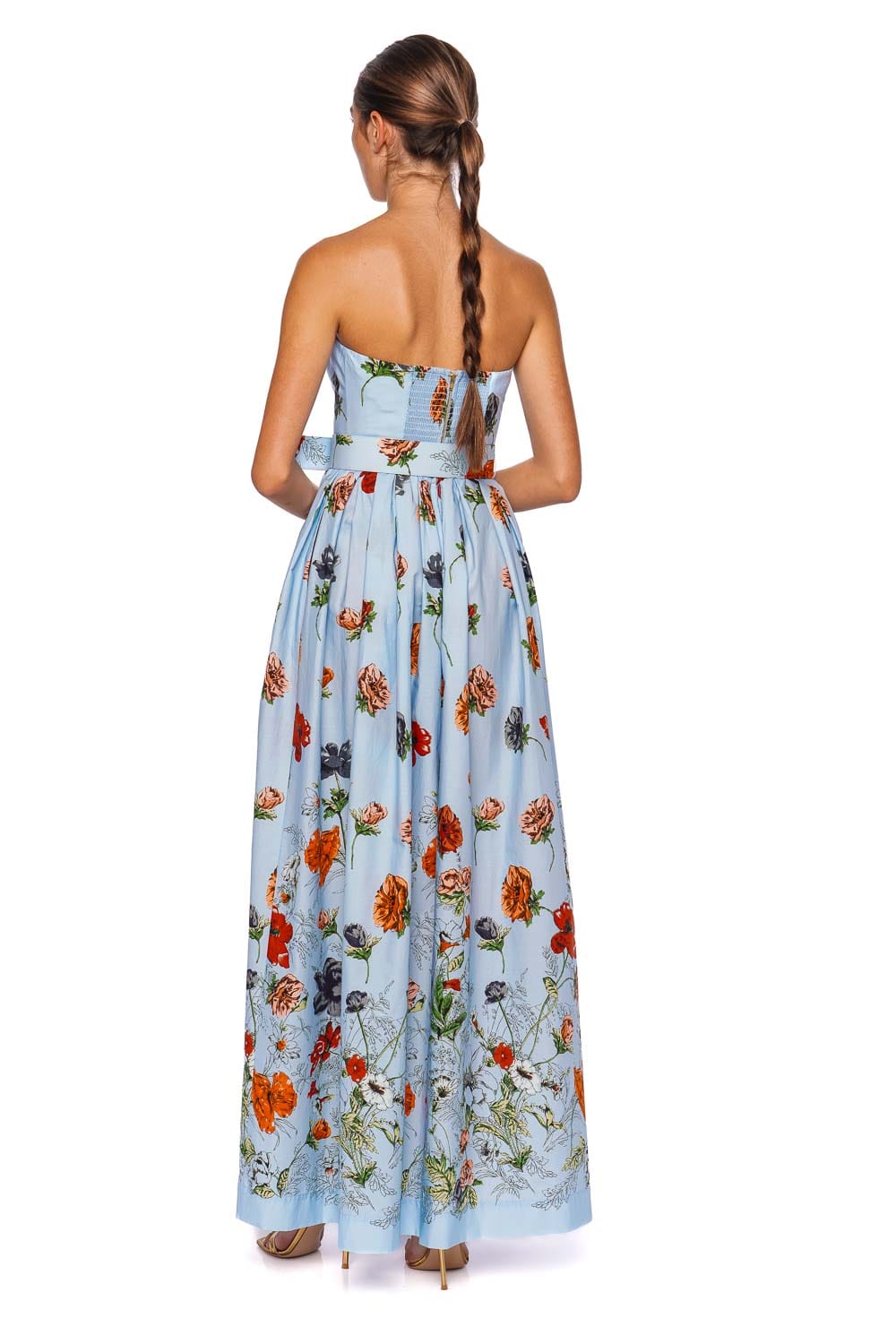 Cara Cara Greenfield Strapless Floral Belted Gown