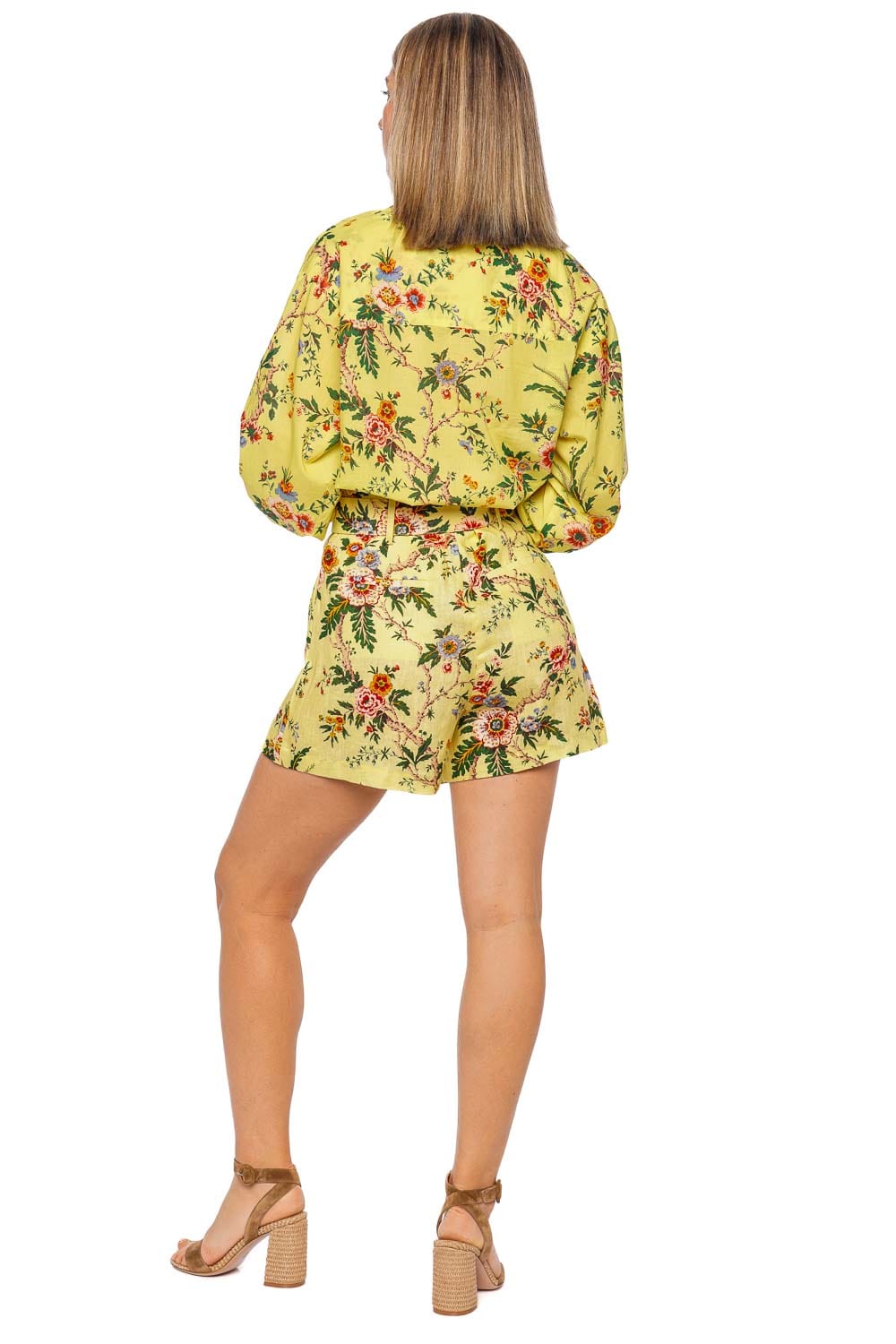 Cara Cara Palmer Chintz Yellow Belted Cotton Short