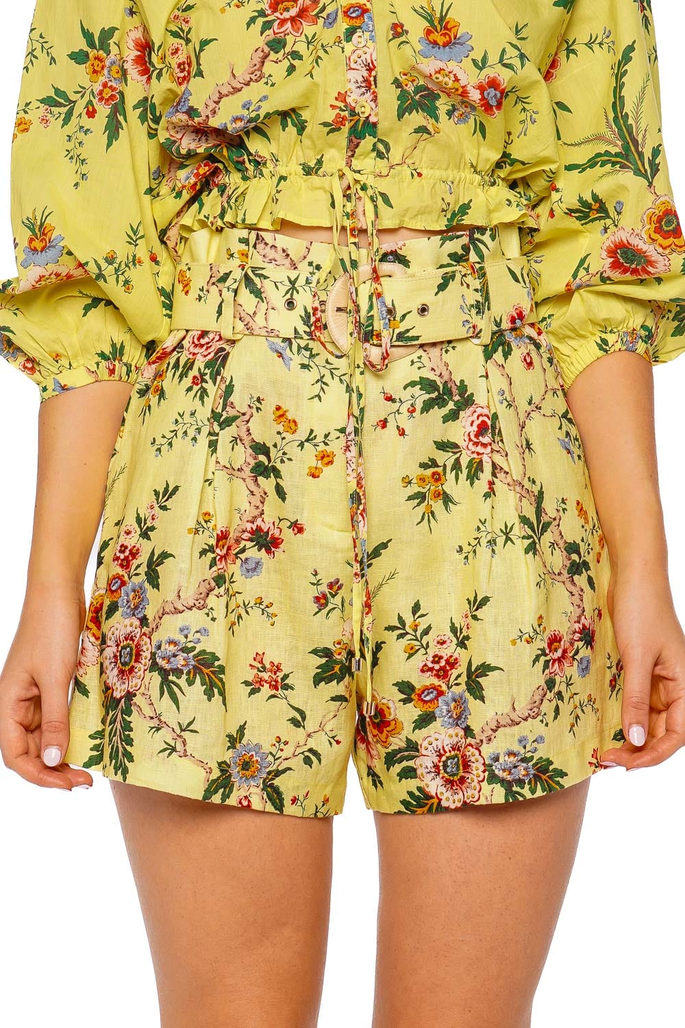 Cara Cara Palmer Chintz Yellow Belted Cotton Short