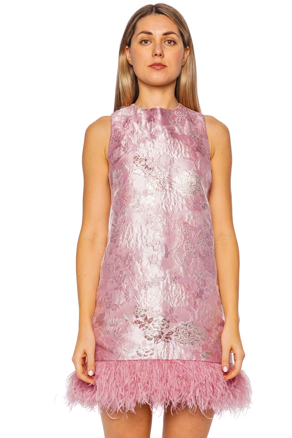 Cara Cara Belmond Floral Feather Trim Mini Dress