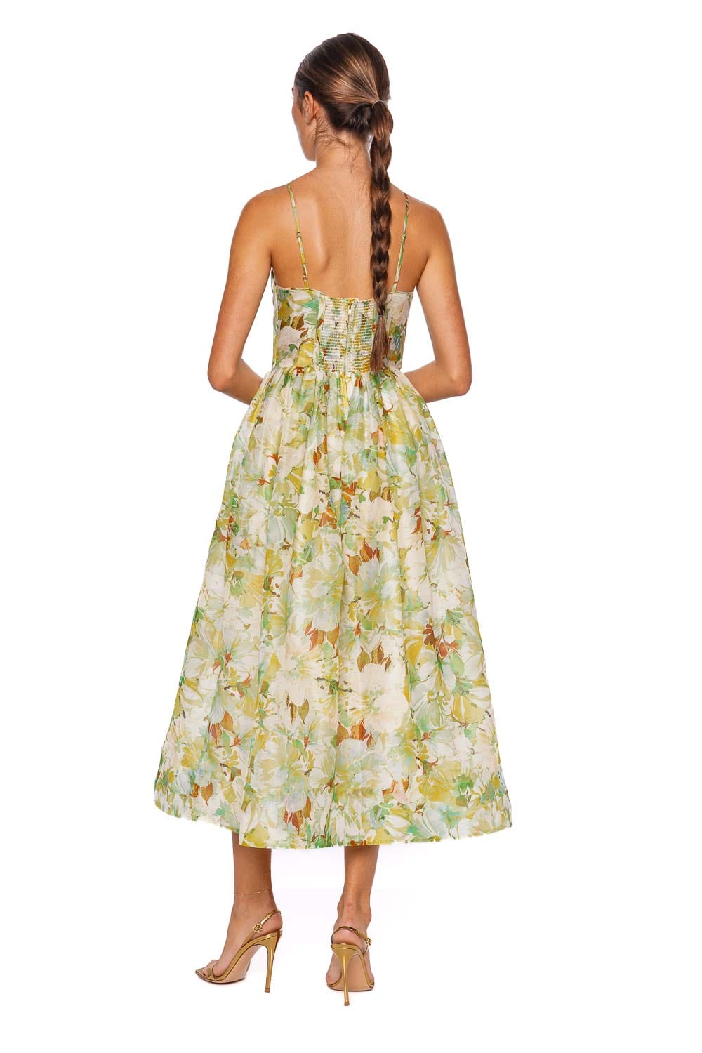 Cara Cara Alba Terra Floral Ruched Midi Dress