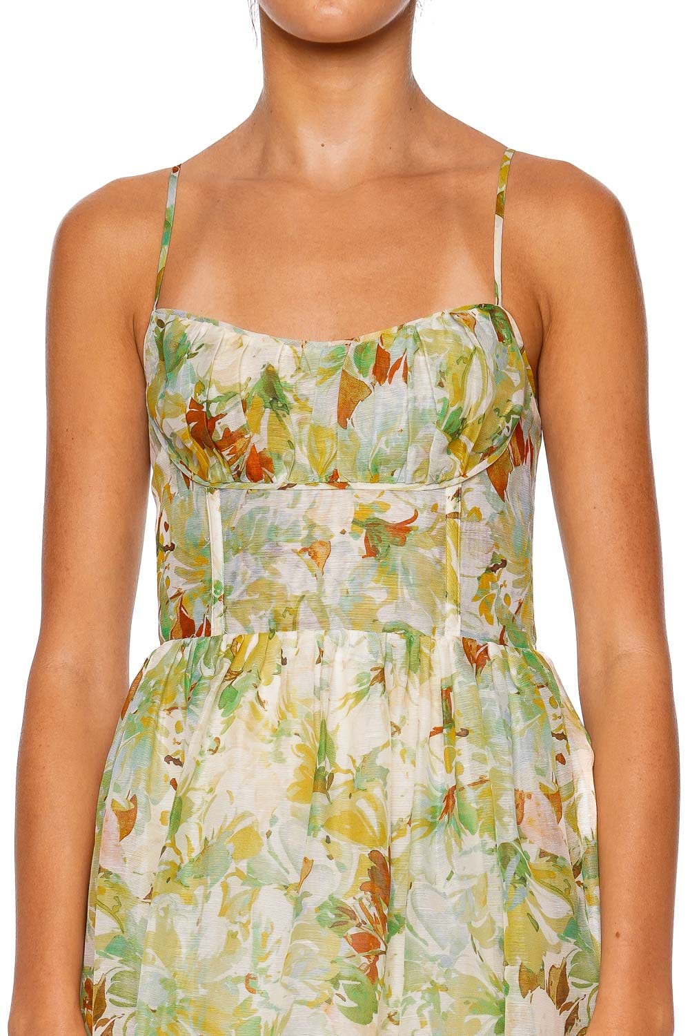 Cara Cara Alba Terra Floral Ruched Midi Dress