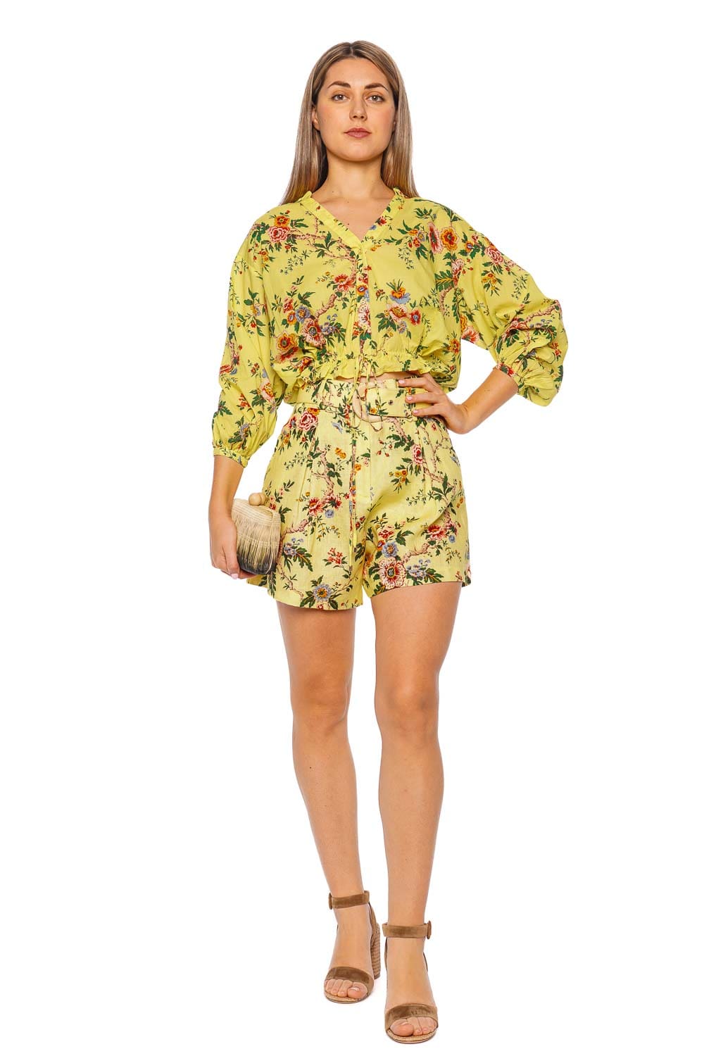 Cara Cara Perrin Chintz Yellow Cotton Drawstring top