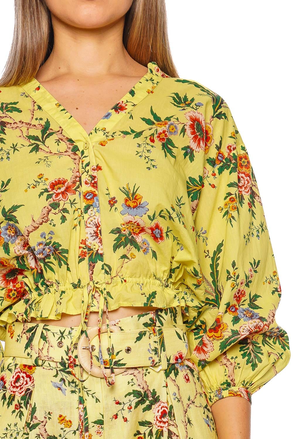 Cara Cara Perrin Chintz Yellow Cotton Drawstring top