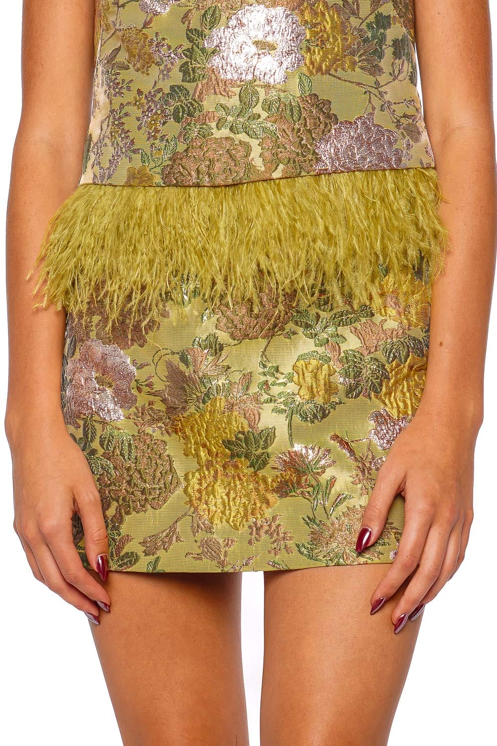 Cara Cara Bea Floral Metallic Mini Skirt