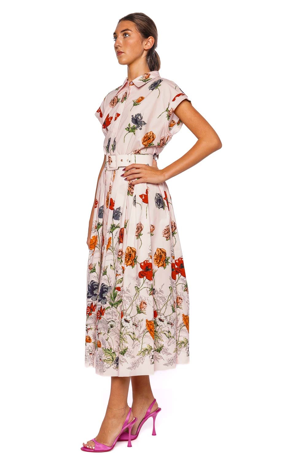 Cara Cara Octavia Floral Cotton Belted Midi Dress