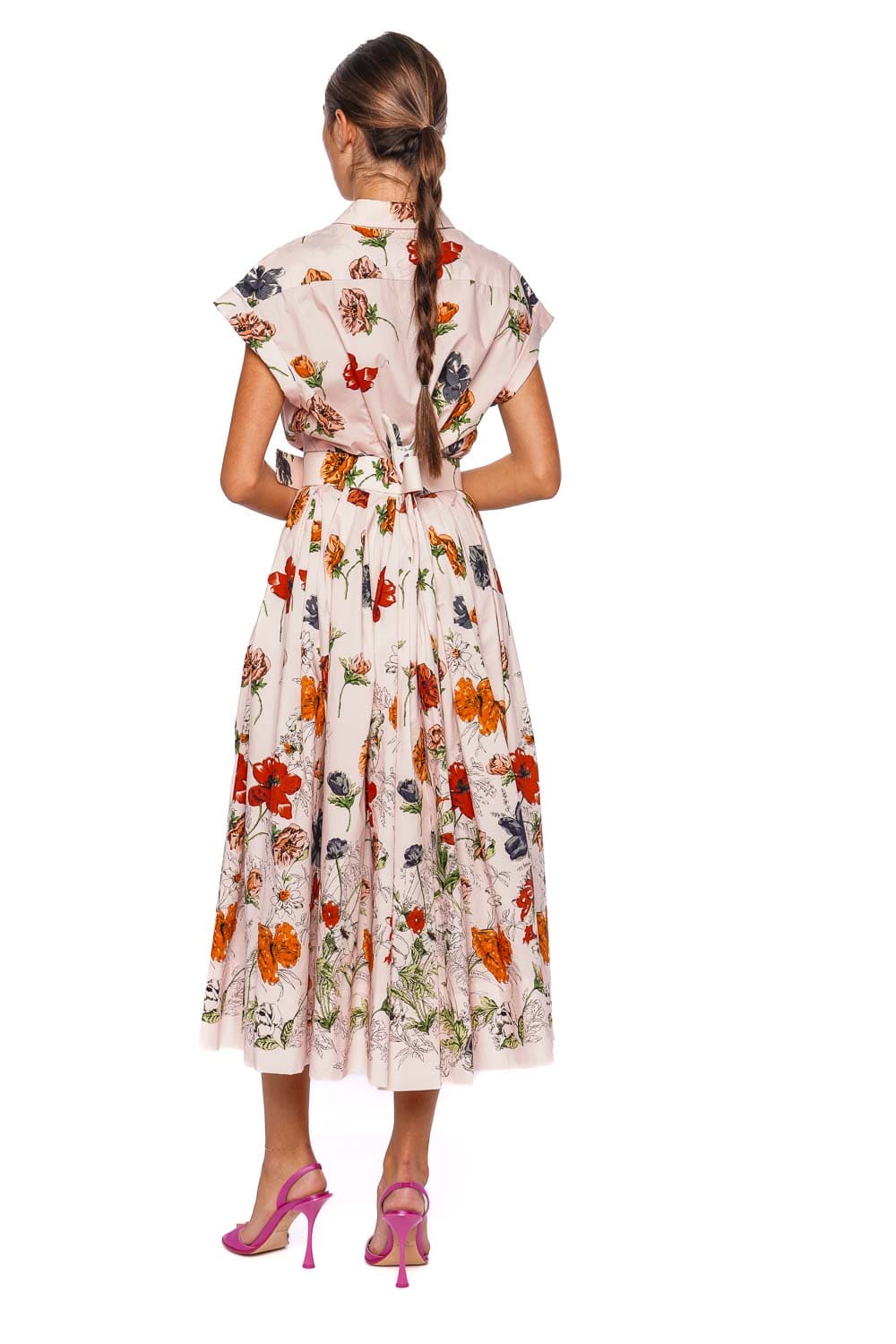 Cara Cara Octavia Floral Cotton Belted Midi Dress