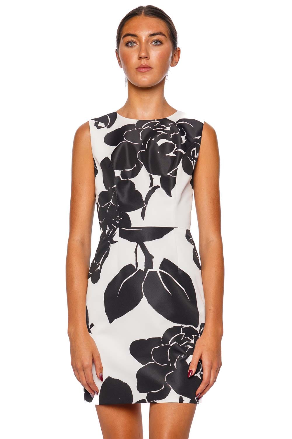 Carolina Herrera Floral Sleeveless Faille Mini Dress