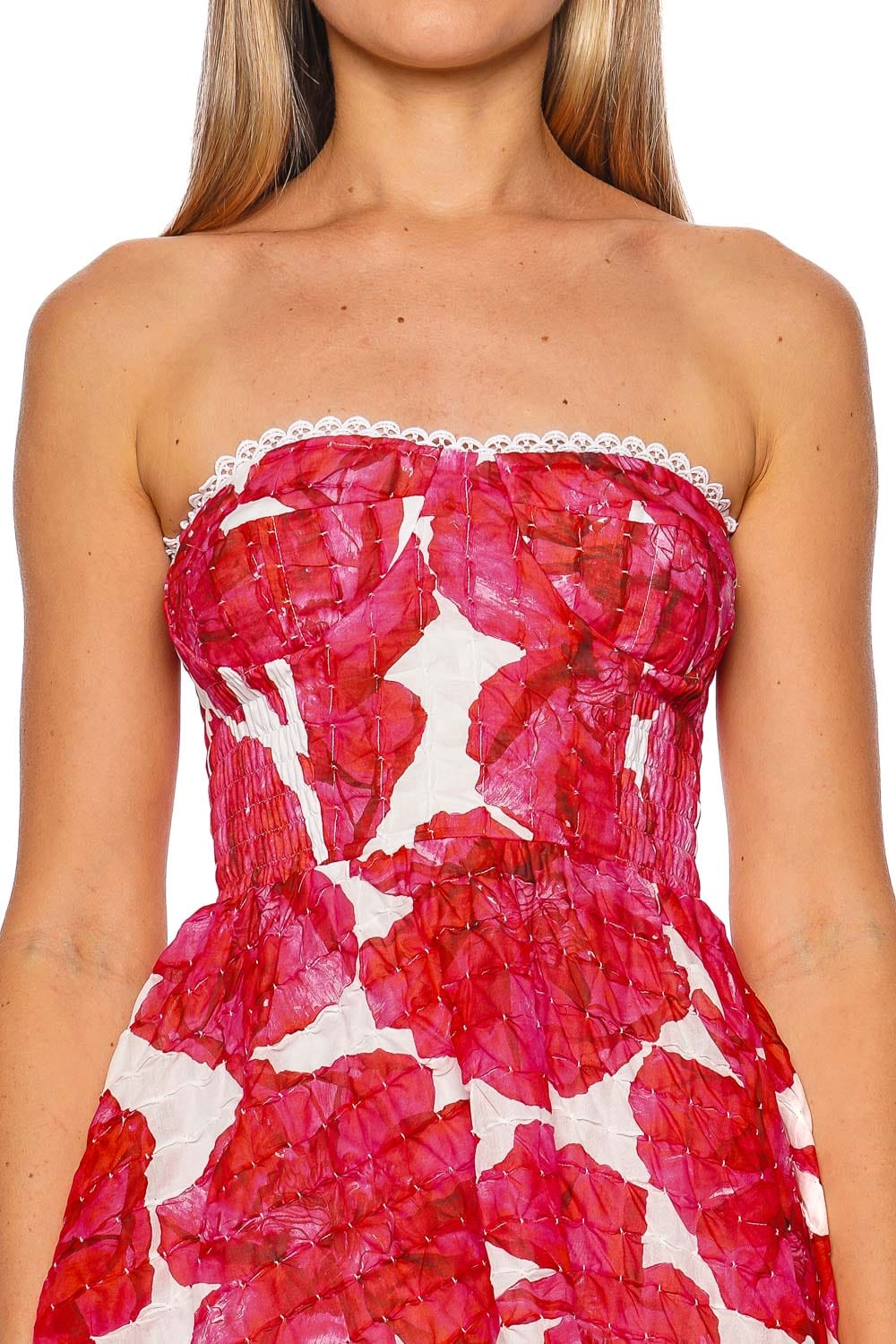 CHARO RUIZ IBIZA Cami White Blossom Strapless Mini Dress