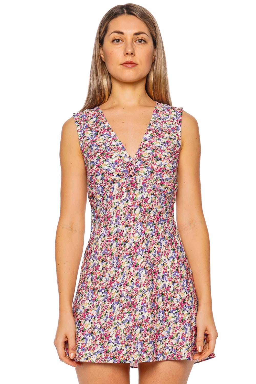 Faithfull The Brand Josephine Valerie Floral V Neck Mini Dress