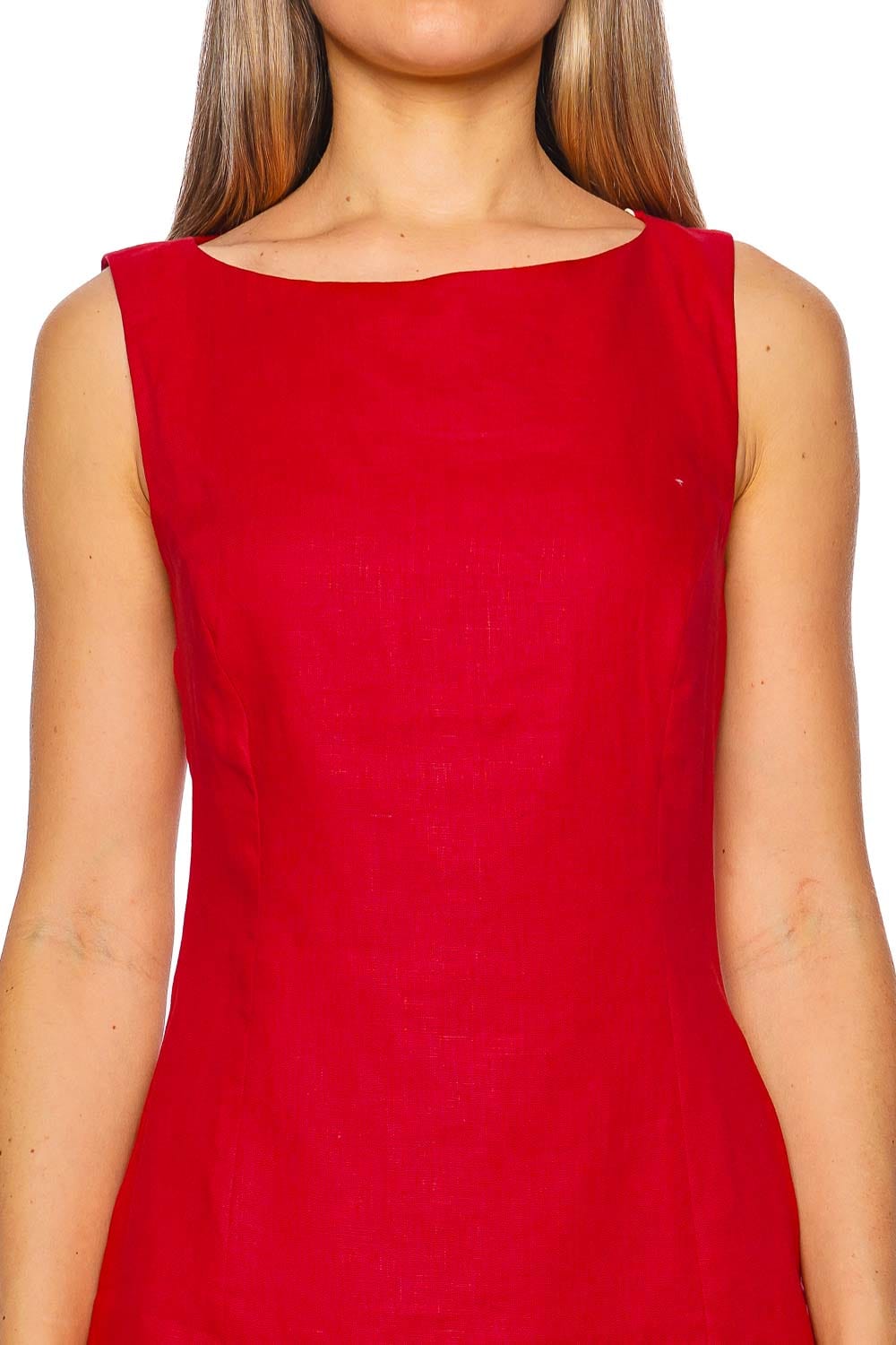 Faithfull The Brand Lydie Red Sleeveless Linen Mini Dress