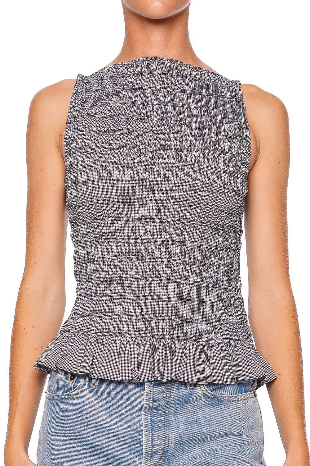 Faithfull The Brand Margot Black Smocked Sleeveless Top